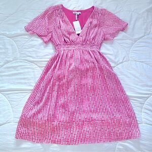 BCBGeration- Pink Salmon Polkadot Stripe Dress